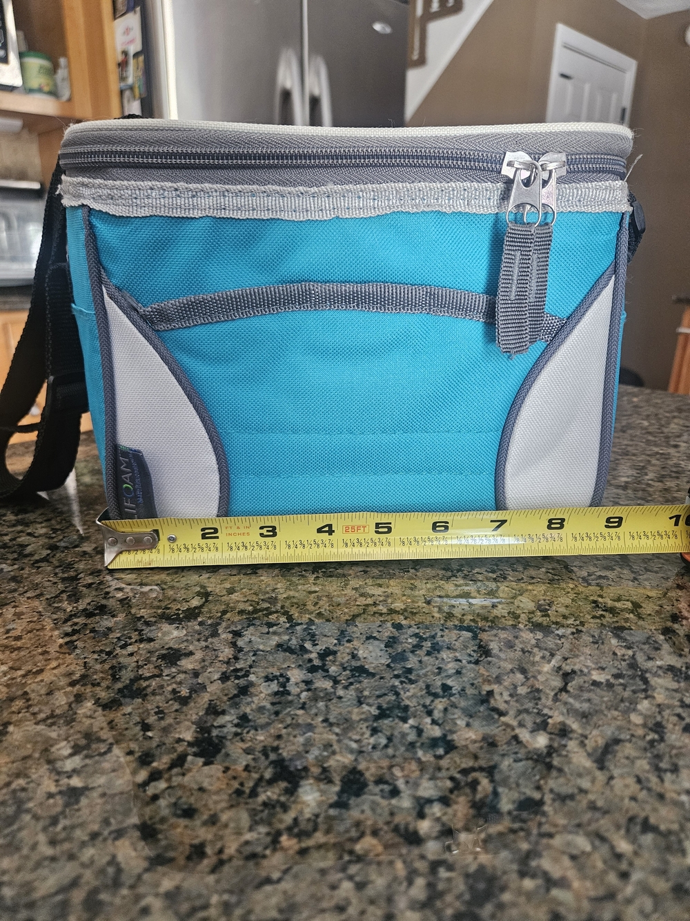 Insulated Turquoise and Gray Soft-Sided Lunch Cooler Bag